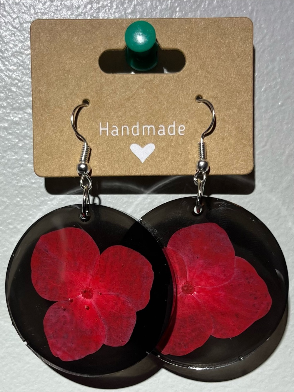 Red Floral Resin Drop Earrings - Women's Jewelry